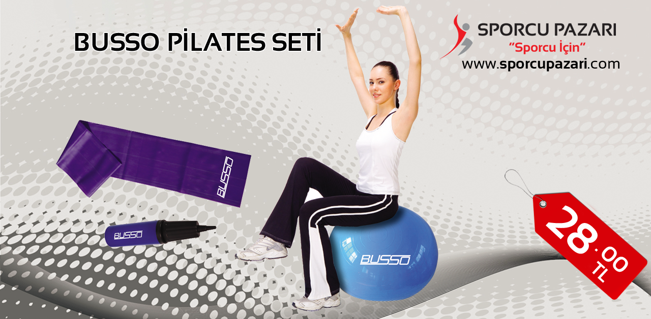 Orta Sertlikte Pilates Bandı, 65 cm Pilates Topu ve Pompa